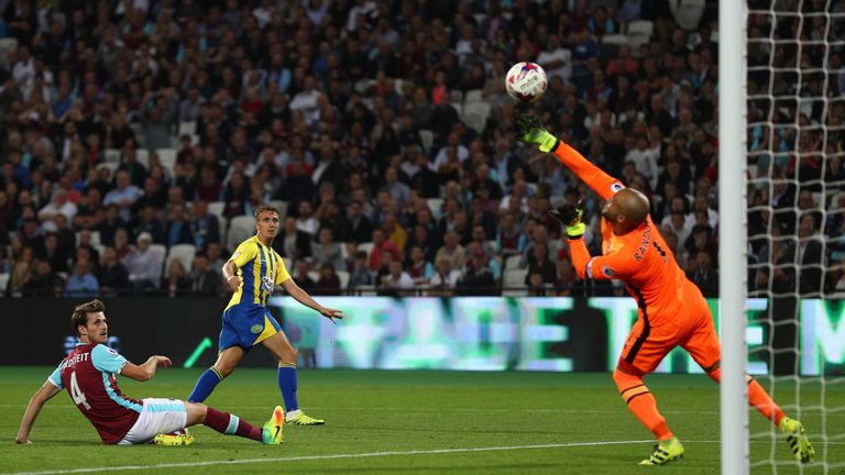 Darren Randolph makes a save from Sean McConville