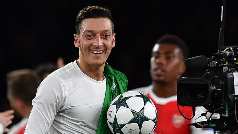 Mesut Ozil after his hat-trick in Arsenal's 6-0 win against Ludogorets