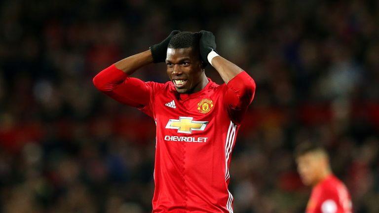 Paul Pogba show his frustration during the draw at Old Trafford