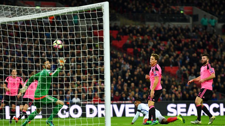 Daniel Sturridge heads England into the lead at Wembley