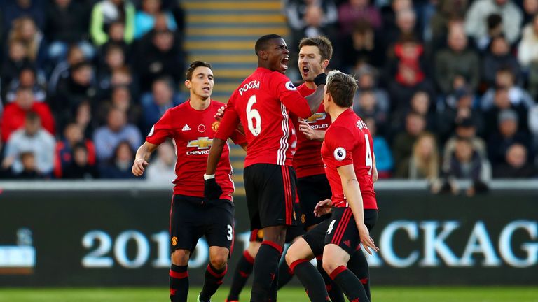 Pogba celebrates after scoring United's opener