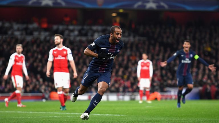 Lucas Moura celebrates after Paris Saint-Germain's equaliser