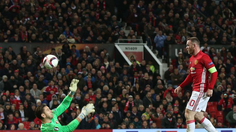 Rooney opened the scoring against Feyenoord