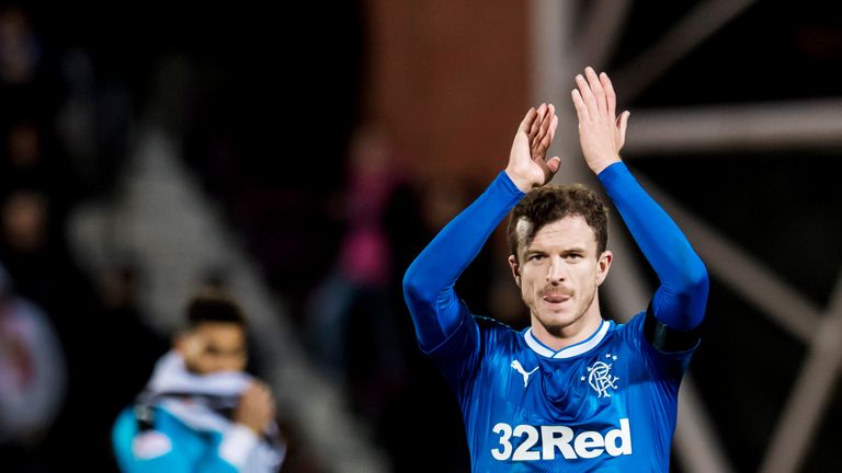 Halliday applauds the travelling Rangers fans
