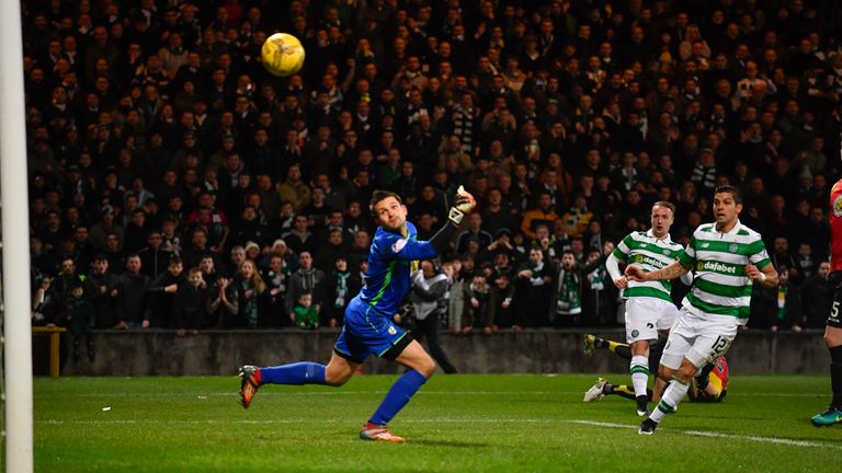 Celtic's Leigh Griffiths scores his side's third goal