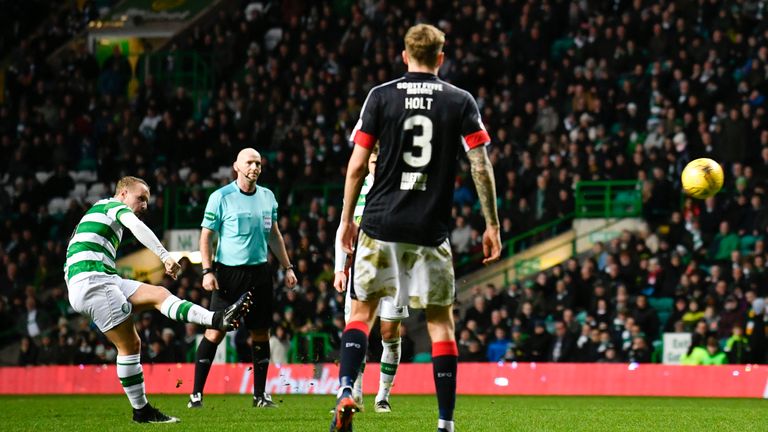 Leigh Griffiths opens the scoring at Celtic Park with a trademark free-kick