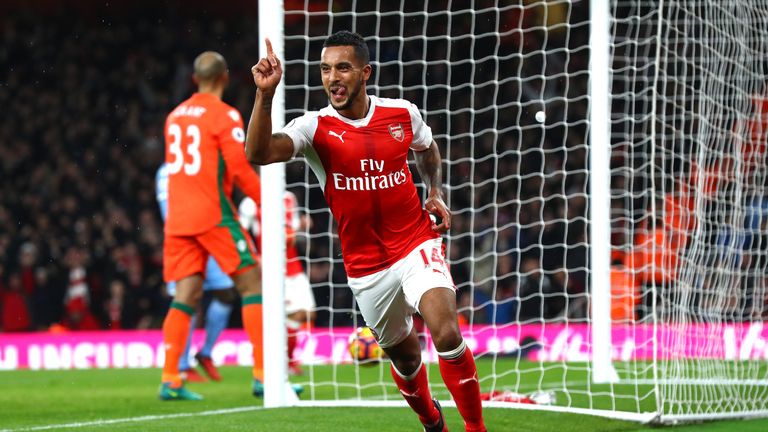 Theo Walcott celebrates the equaliser