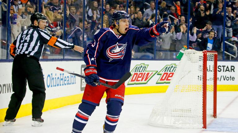 Cam Atkinson scored two of Columbus' goals in their 15th straight win