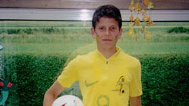 Gomez wearing a homemade Brazil kit