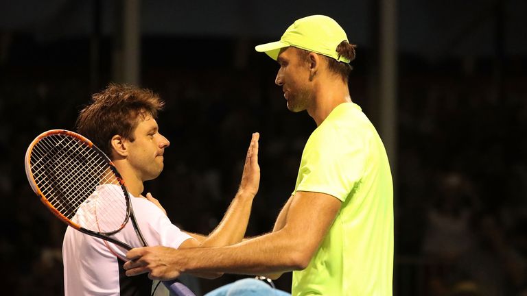 Karlovic is congratulated on his win by Argentina