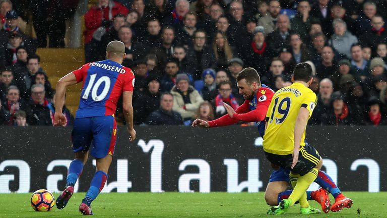 James McArthur was shown a yellow card for simulation late on after a tussle with Stewart Downing