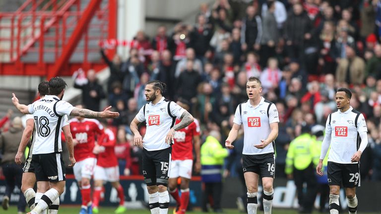 Derby react after Forest's late equaliser