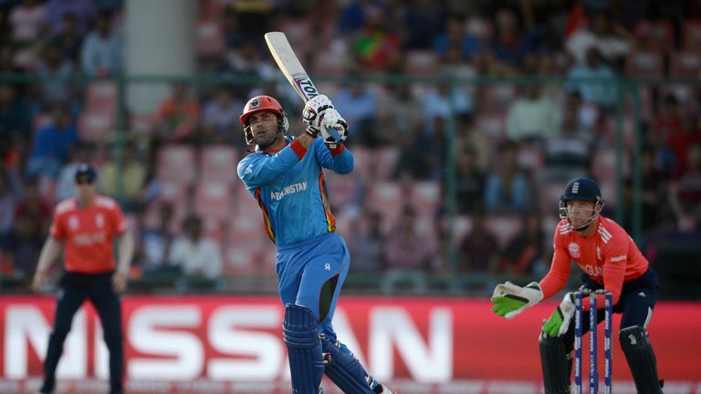 Mohammad Nabi (pictured) and Rahmat Shah scored half-centuries for Afghanistan before they collapsed