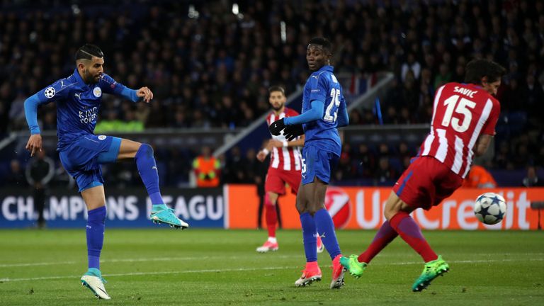 Mahrez in Champions League action against Atletico Madrid