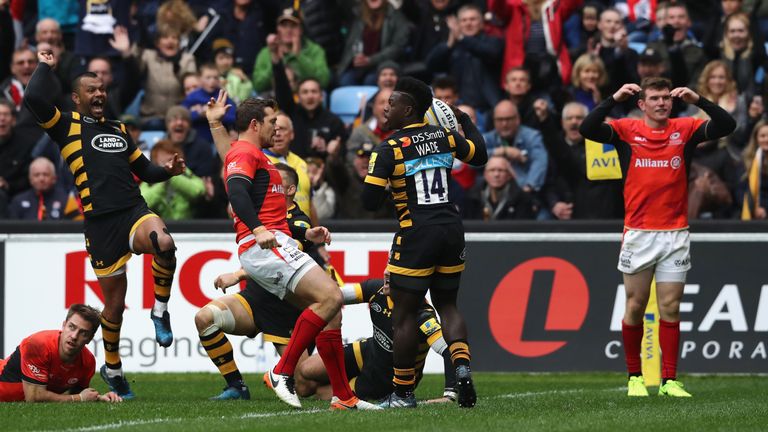 Christian Wade touches for his record equalling 17th try