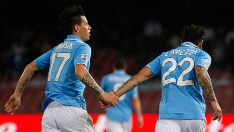 Hamsik joined Napoli on the same day as Ezequiel Lavezzi