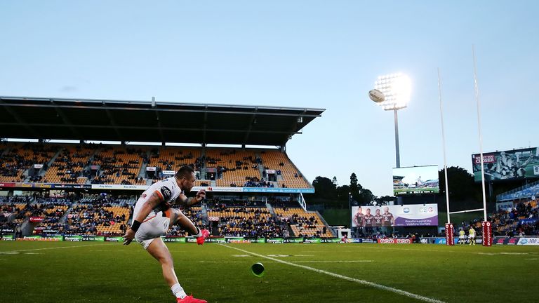 Jordan Rankin kicks a conversion for the Tigers