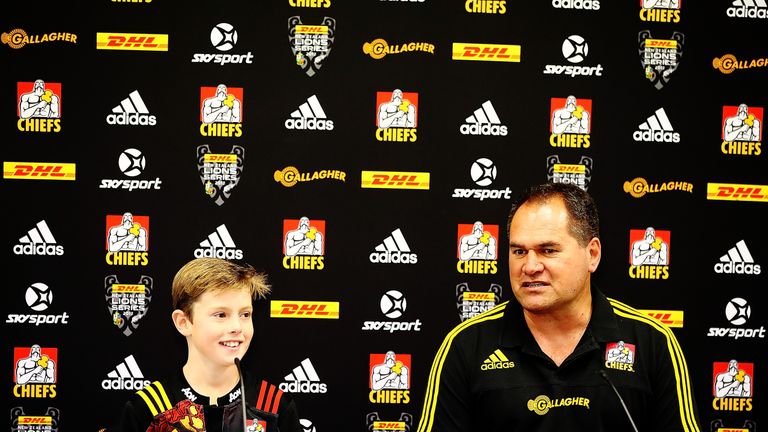 Sam Webb announces the Chiefs team to play the Lions with head coach Dave Rennie