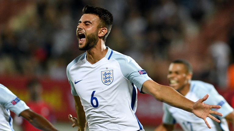 Easah Suliman celebrates his opener in the Euro U19 final