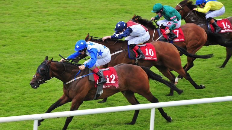 Tithonus ridden by Gary Halpin (left) win the Tote Scurry Handicap