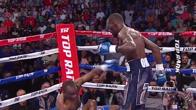 Crawford downed Indongo in the second stanza before finishing the fight in the next