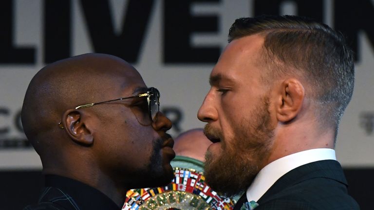 Floyd Mayweather and McGregor square off at Wednesday's press conference