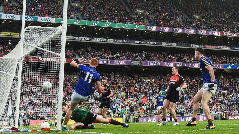 Johnny Buckley of Kerry scores his side's second goal
