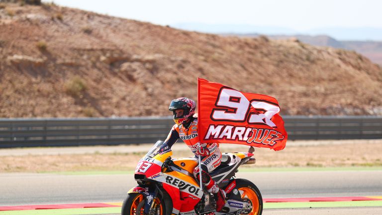 Marc Marquez celebrates victory on Sunday