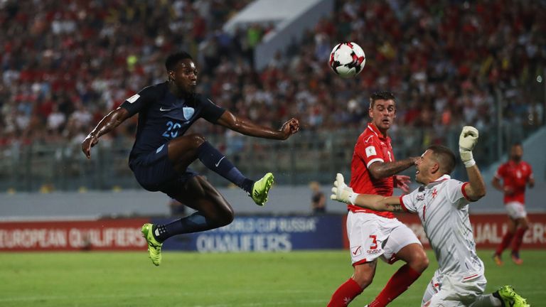 Danny Welbeck scored one of two injury-time England goals in Malta