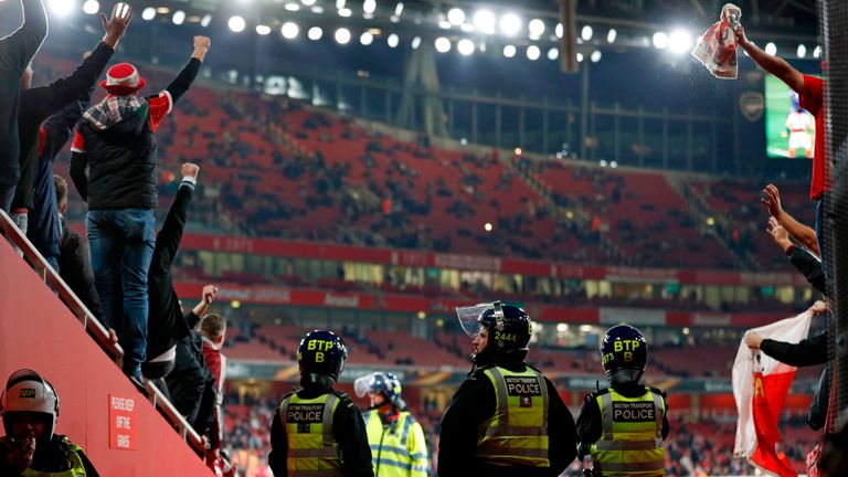Extra police were deployed at the Emirates Stadium following disorder before kick-off