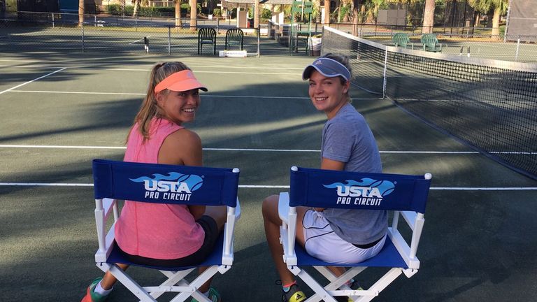 Emily Appleton (Left) is getting used to life on the professional tennis circuit