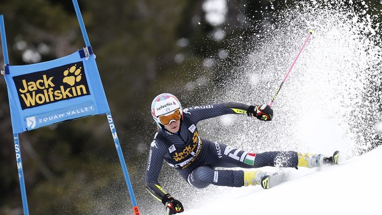 Marta powers down the slope in a World Cup event earlier this year