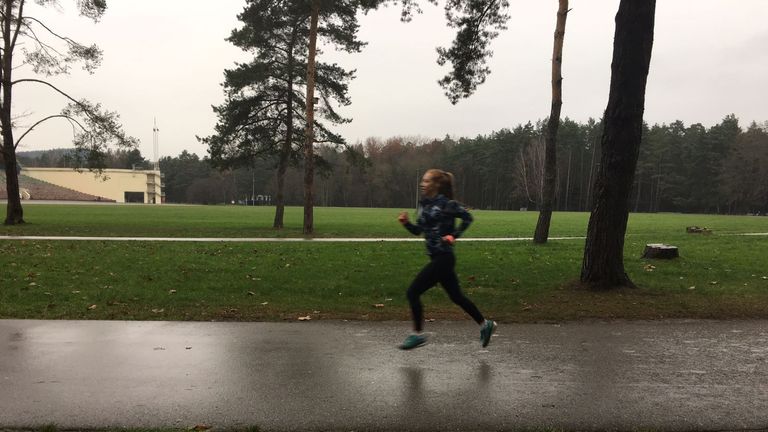 Francesca putting in the miles during a tough winter training schedule