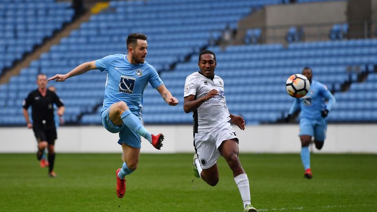 Marc McNulty scores Coventry's second goal against Boreham Wood