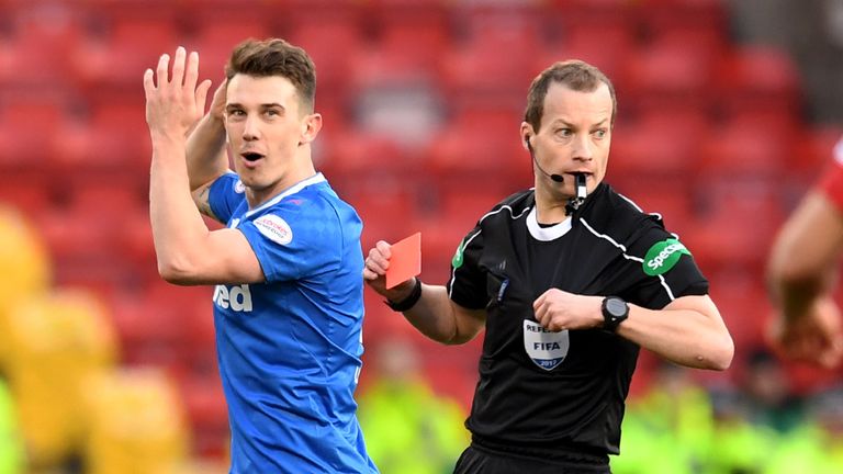 Referee Willie Collum sends off Ryan Jack