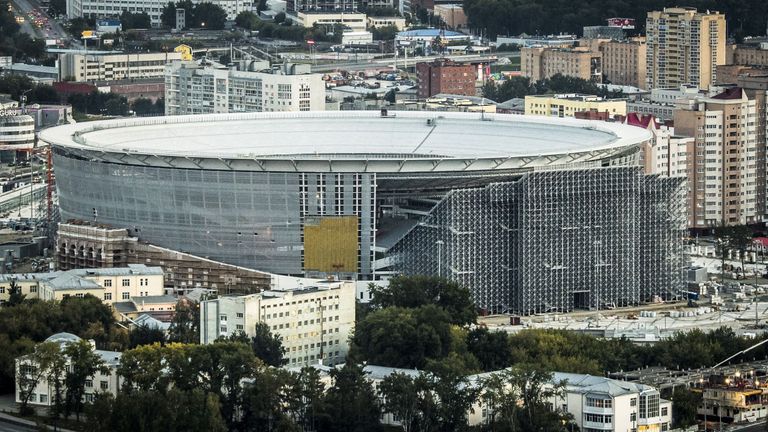 The Yekaterinburg Arena undergoing renovation work for the 2018 World Cup