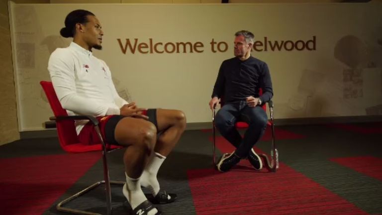 Carragher was back at Melwood to talk with a fellow centre-back about the state of modern-day defending