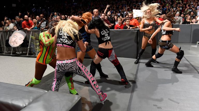 The Riott Squad found themselves on the wrong end of a post-match attack by Charlotte Flair, Becky Lynch and Naomi