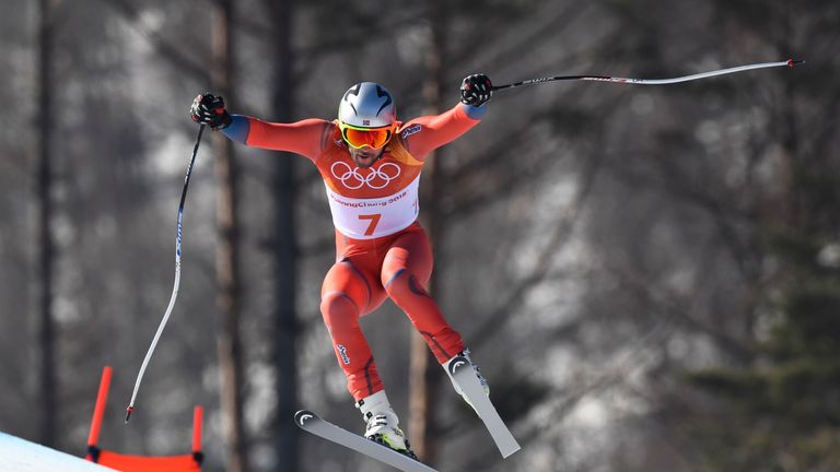 Svindal skied in aggressive style at the Jeongseon Alpine Centre