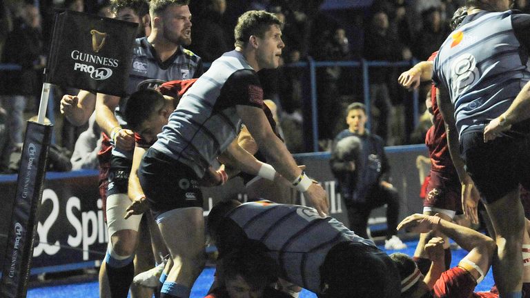 Chris Cloete barreled over for Munster in the first half
