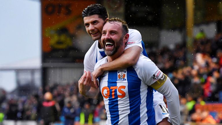 Kris Boyd celebrates one of the goals that has made him top scorer in the Scottish Premiership so far this season