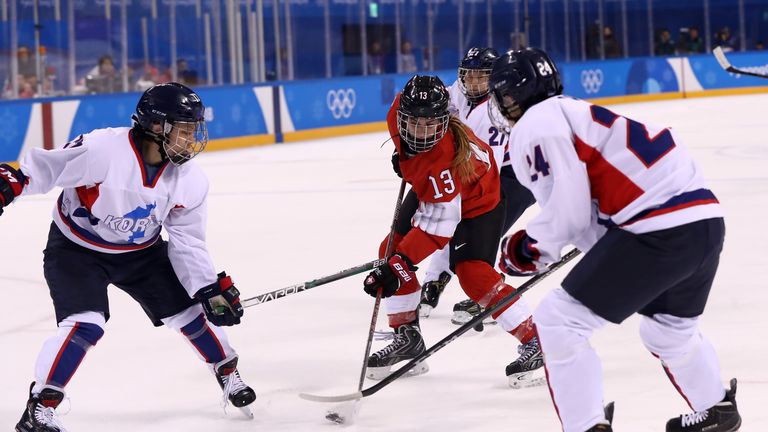 Switzerland beat a unified Korea side 8-0 in the preliminary round