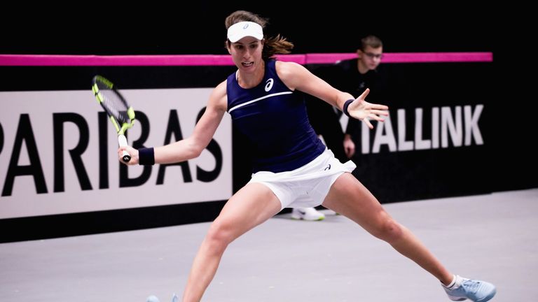 Johanna Konta beat Anett Kontaveit to give Great Britain an unassailable 2-0 lead over Estonia to reach a play-off on Saturday