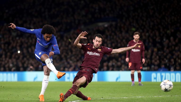 Willian scored the opener in Chelsea's 1-1 draw with Barcelona in midweek