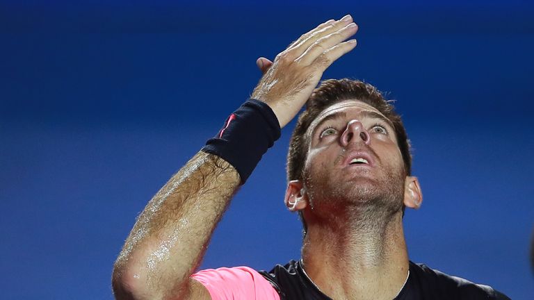 Juan Martin del Potro celebrates his victory over Alexander Zverev in Acapulco
