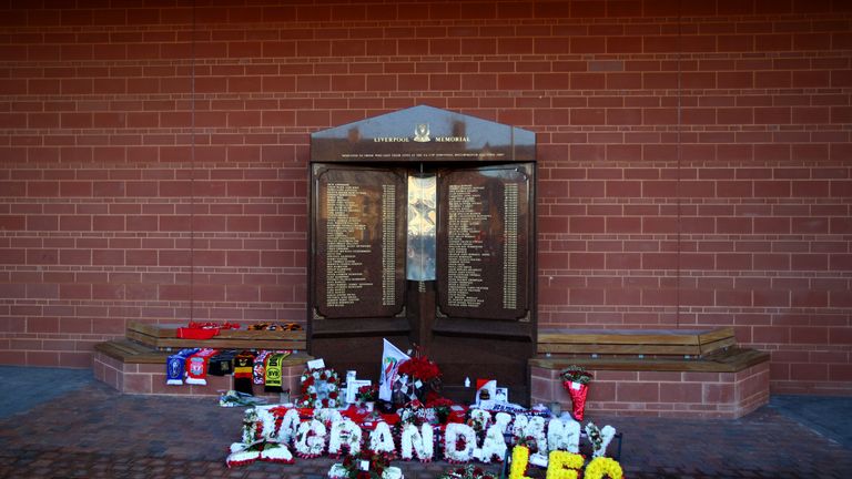 The Hillsborough memorial at Anfield