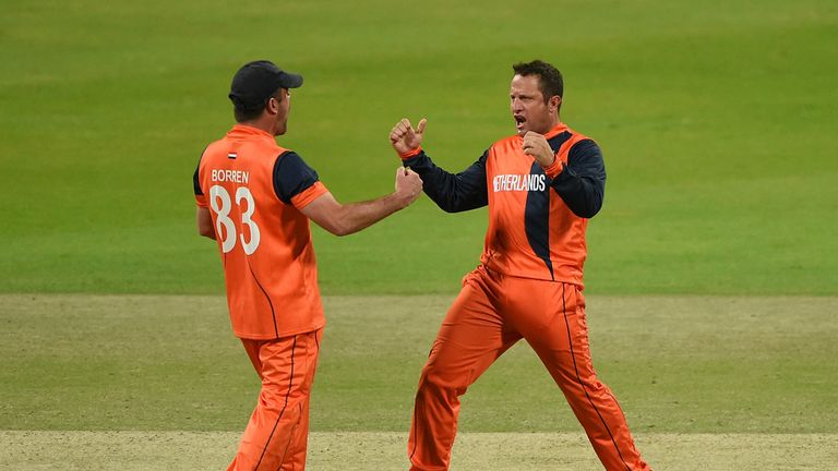 Roelof van der Merwe claimed four wickets for the Netherlands in a win over Papua New Quinea