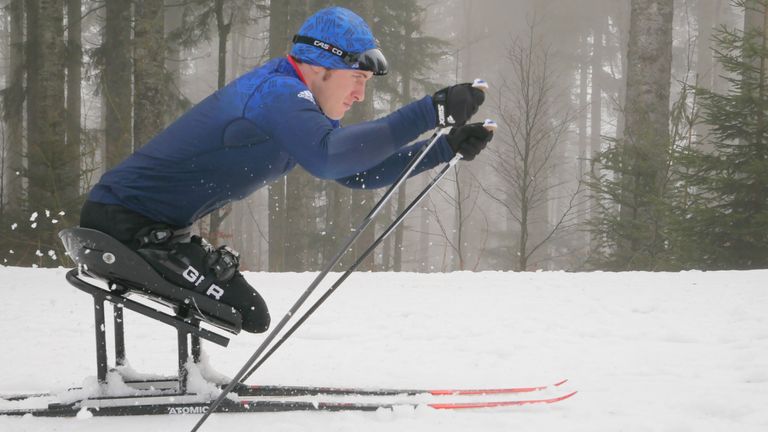 Team GB Para-Nordic Skier Scott Meenagh in action