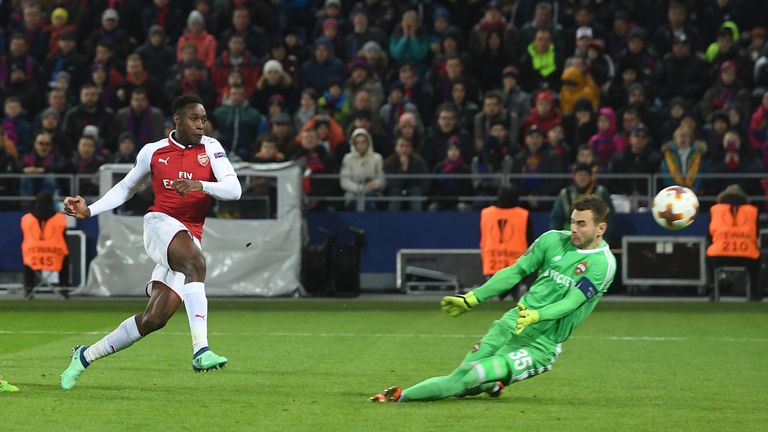 Danny Welbeck's 75th minute strike was Arsenal's first shot on target against CSKA Moscow