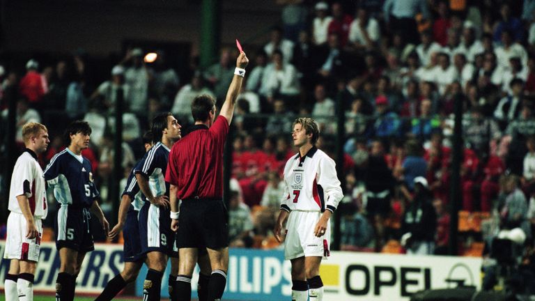 David Beckham was public enemy No 1 after his sending off at the 1998 World Cup